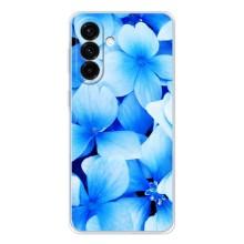 Силиконовый бампер с принтом (цветочки) на Галакси А57 (Синие цветы)