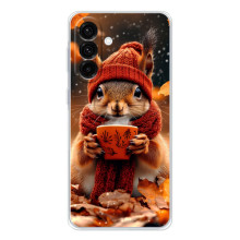 Печатный чехол «Зверята с кофе» для Samsung Galaxy A57 – Белка с кофе