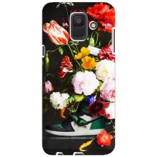 Брендновые Чехлы для Samsung Galaxy A6 2018, A600F - (PREMIUMPrint) (Nike цветы)