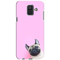 Бампер для Samsung Galaxy A6 2018, A600F с картинкой "Песики" (Собака на розовом)