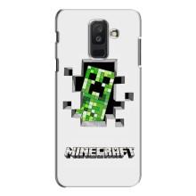 Чехол Майнкрафт на Samsung Galaxy A6 Plus 2018 ( A605) (AlphaPrint) Minecraft (крипер Майнкрафт)