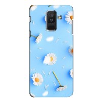 Чехол с Цветами для Samsung Galaxy A6 Plus 2018 (A6 Plus 2018, A605) (ромашки на голубом)