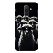 Чехол с принтом стильные животные для Самсунг А6 Плюс 2018, А605 – Овечка в очках