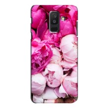 Силиконовый бампер с принтом (цветочки) на Самсунг А6 Плюс (2018) (Пионы)