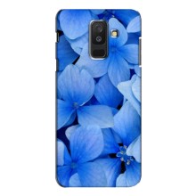Силиконовый бампер с принтом (цветочки) на Самсунг А6 Плюс (2018) (Синие цветы)