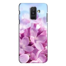 Силиконовый бампер с принтом (цветочки) на Самсунг А6 Плюс (2018) (Сиреневые цветы)