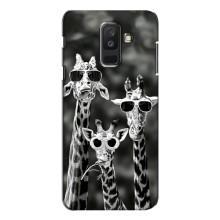 Силиконовый чехол с КАРТИНКАМИ лето для Samsung Galaxy A6 Plus 2018 ( A605) (AlphaPrint) (Жирафы в очках)
