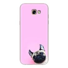 Бампер для Samsung Galaxy A7 2017 / A720 / A720F с картинкой "Песики" (Собака на розовом)