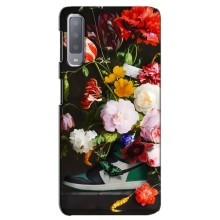 Брендновые Чехлы для Samsung Galaxy A7-2018, A750 - (PREMIUMPrint) (Nike цветы)