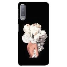 Чехлы (ART) Цветы на Samsung Galaxy A7-2018, A750 (VPrint) (Белые цветы)