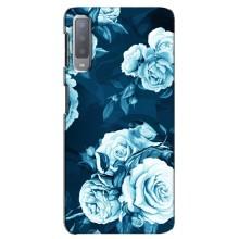 Чехлы (ART) Цветы на Samsung Galaxy A7-2018, A750 (VPrint) (Голубые Бутоны)