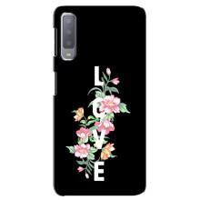 Чехлы для любимой на Самсунг А7-2018, А750 (VPrint) (Цветы LOVE)