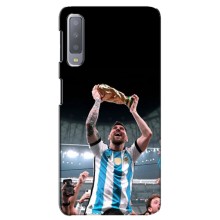 Чехлы Лео Месси Аргентина для Samsung Galaxy A7-2018, A750 (Счастливый Месси)