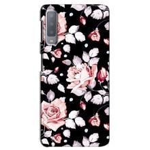 Чехлы с Цветами для Samsung Galaxy A7-2018, A750 (VPrint) (Цветочки на черном)