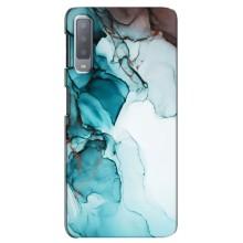 Чехол для Самсунг А7-2018, А750 - с принтом (Дизайнерские) (AlphaPrint) (Бирюзовый мрамор)