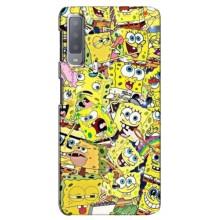 Чехол Губка Боб для Самсунг А7-2018, А750 – Эмоции Спанч Боба