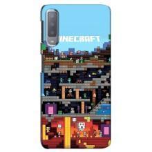 Чехол Майнкрафт на Samsung Galaxy A7-2018, A750 (AlphaPrint) Minecraft (фон Minecraft)