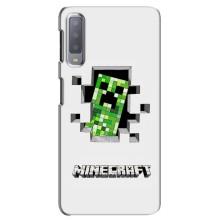 Чехол Майнкрафт на Samsung Galaxy A7-2018, A750 (AlphaPrint) Minecraft (крипер Майнкрафт)