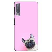 Бампер для Samsung Galaxy A7-2018, A750 с картинкой "Песики" (Собака на розовом)