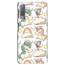 Чехол для Самсунг А7-2018, А750 - (Единорожки - Новинки) (AlphaPrint) (Единорожки)