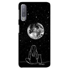 Чехол с рисунком кот на Samsung Galaxy A7-2018, A750 – Девушка с котом