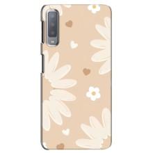 Чехол с цветочным принтом на Самсунг А7-2018, А750 – Бежевые цветы