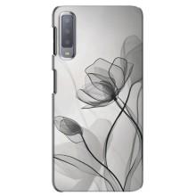 Чехол с цветочным принтом на Самсунг А7-2018, А750 – Черные цветы