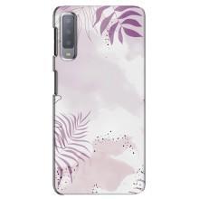 Чехол с цветочным принтом на Самсунг А7-2018, А750 – Фиолетовые листья