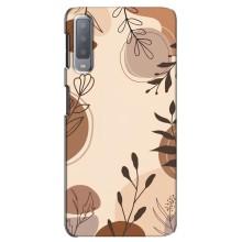 Чехол с цветочным принтом на Самсунг А7-2018, А750 – Коричневые цветы