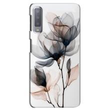 Чехол с цветочным принтом на Самсунг А7-2018, А750 – Цветы на белом