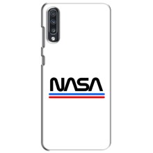 Силиконовый бампер с принтом "Наса" на Samsung Galaxy A70 2019 (A705F) (NASA на белом фоне)