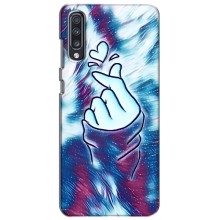 Чехол с принтом для Samsung Galaxy A70 2019 (A705F) (AlphaPrint - Знак сердечка) – Радужное сердце