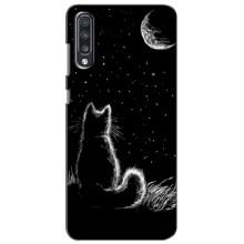 Чехол с принтом для Samsung Galaxy A70 2019 (A705F) (AlphaPrint) Модные коты – Котик и луна