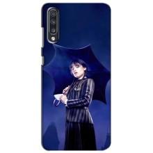 Чехлы Венсдей на Samsung Galaxy A70 2019 (A705F) Уэнсдей (AlphaPrint) (Уэнздей с зонтом)