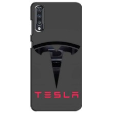 Силиконовый бампер с картинкой машины на Samsung Galaxy A70 2019 (A705F) – Logo TESLA