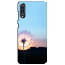 Силиконовый Чехол с одуванчиками на Samsung Galaxy A70 2019 (A705F) (Закат с одуванчиком)