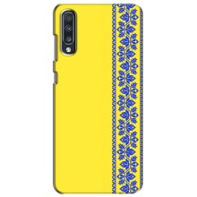 Силиконовый Чехол на Samsung Galaxy A70 2019 (A705F) (Вышиванка на желтом)