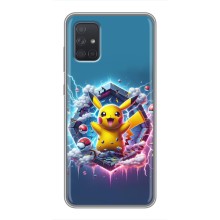 Чехол с Пикачу на Samsung Galaxy A72 (Лого Пикачу)
