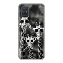 Силиконовый чехол с КАРТИНКАМИ лето для Samsung Galaxy A72 (AlphaPrint) (Жирафы в очках)