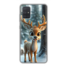 Яркий чехол для Samsung Galaxy A72 с Зимними Оленятами – Оленёнок в лесу
