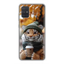 Печатный чехол «Зверята с кофе» для Samsung Galaxy A72 – Тигр с кофе