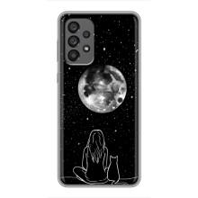 Чехол с рисунком кот на Samsung Galaxy A73 (5G) (Девушка с котом)