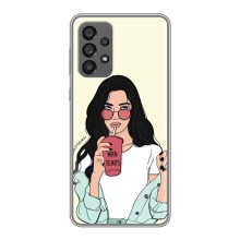 Силиконовый Чехол на Samsung Galaxy A73 (5G) с картинкой Стильных Девушек – С напитком