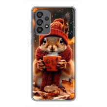 Печатный чехол «Зверята с кофе» для Samsung Galaxy A73 (5G) – Белка с кофе