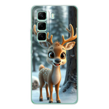 Яркий чехол для Samsung Galaxy F36 с Зимними Оленятами – Оленёнок в лесу