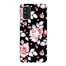 Чехлы с Цветами для Samsung Galaxy F52 5G (E526) (VPrint) (Цветочки на черном)