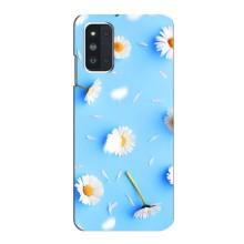 Чехол с Цветами для Samsung Galaxy F52 5G (E526) (ромашки на голубом)