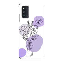 Силиконовый чехол с принтом в цветах на Samsung Galaxy F52 5G (E526) – Фиолетовый букет