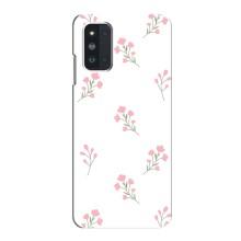 Чехол с розовым рисунком для Samsung Galaxy F52 5G (E526) (Розовые цветы)
