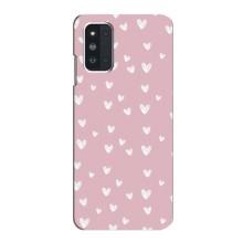 Чехол с розовым рисунком для Samsung Galaxy F52 5G (E526) (Сердечки на розовом)